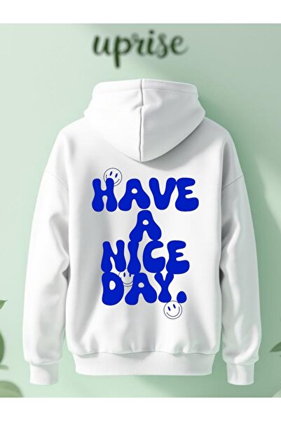 Vordevia Pulover Have A Nice Day cu imprimeu din bumbac cu 3 fire O supradime...