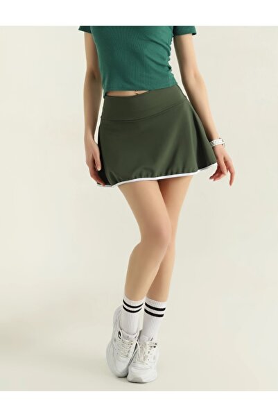 MAROVOAY Mini Flared Skirt with White Piping at the Hem