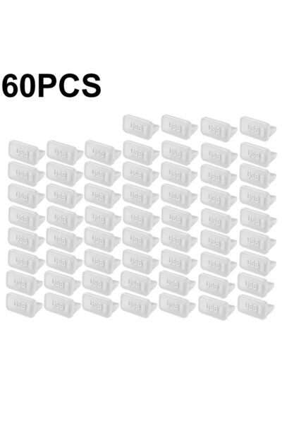Choice 60Pcs White Dust Plug for USB -A Charger Port Cover Cap Female Jack Un...