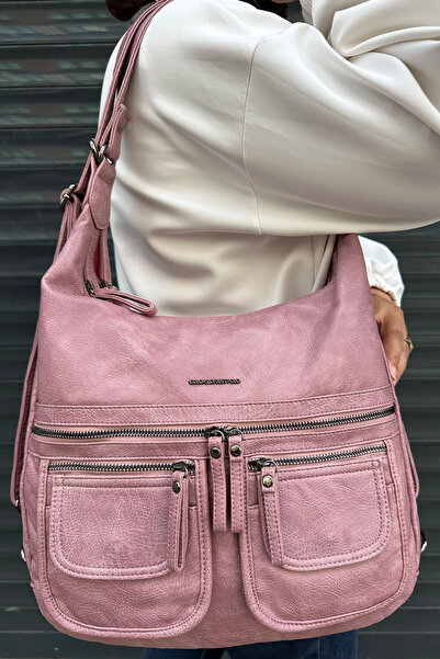 Just Polo Original Women's Multi-Compartment Washable Leather Backpack and Shoulder Bag