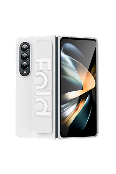 Choice لسامسونج Z Fold 4 أبيض حافظة مع حزام معصم من السيليكون غير لامع فائق ا...