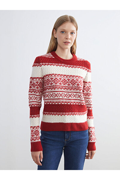 LC Waikiki Alegeri strălucitoare de la Shining Store |   Pulover tricotat pentru femei cu model cu gât rotund