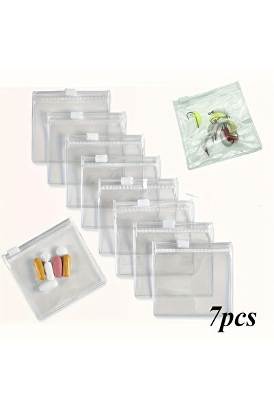 Choice 7 Pieces 7Pcs Mini Cosmetic Organizer, Reusable Zippered Pill Storage, Medicine Bags Travel Pill Bag