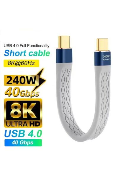 Choice 13.3 سم رمادي جديد USB4.0 40Gbps كابل بيانات PD 240W شحن سريع USB C إل...