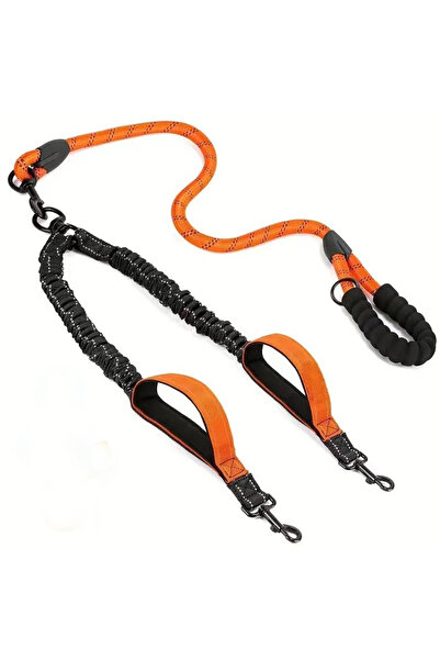 Choice مقود مزدوج للكلاب برتقالي عاكس مع مقبضين إضافيين للمرور: 360 درجة دوار...