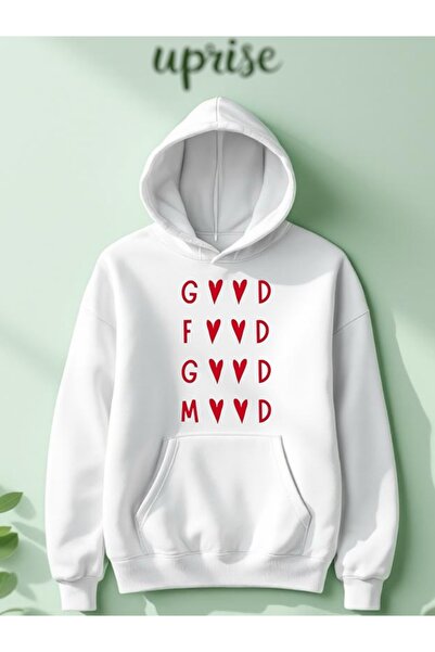 Vordevia Good Food Good Mood cu imprimeu Hanorac din bumbac cu 3 fire O supradimensionat