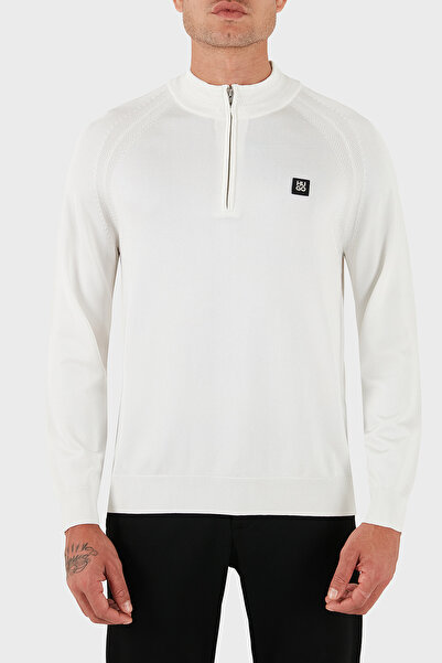 HUGO Logolu Regular Fit Yarım Fermuarlı Dik Yaka Kazak Erkek KAZAK 50543786 102