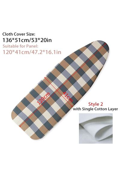 Choice 2 لغطاء طاولة الكي 120x41 سم مع حواف مرنة ومقاومة للبقع وحشوة قطنية مق...