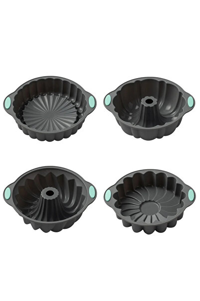 Choice 4 قطع من قوالب الكيك الدائرية المصنوعة من السيليكون بنمط لولبي ثلاثي ا...