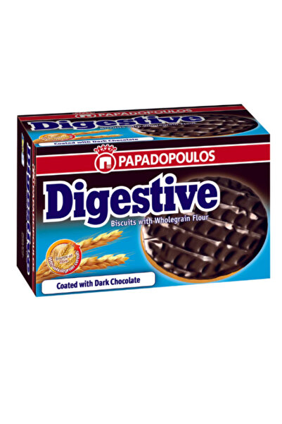 papadopoulos بسكويت هضمي مع دقيق الحبوب الكاملة وشوكولاتة داكنة 200 جم × 6 قطع