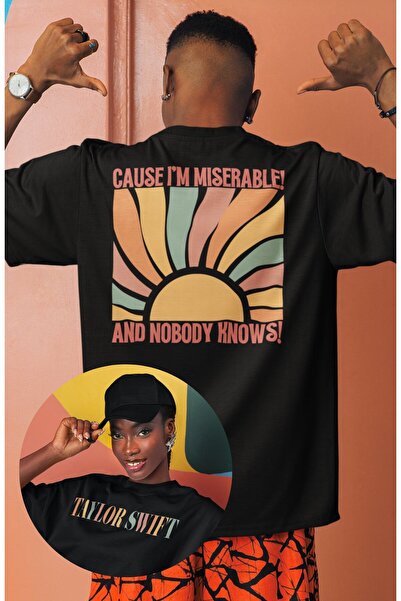 Fuddy Moda للجنسين، لأنني مiserable! تي شيرت مطبوع على الظهر، تي شيرت كبير ال...