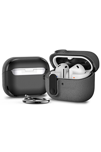 Choice غطاء حماية رمادي اللون لسماعات Buds 3 Pro مع قفل آمن وسلسلة مفاتيح، مق...