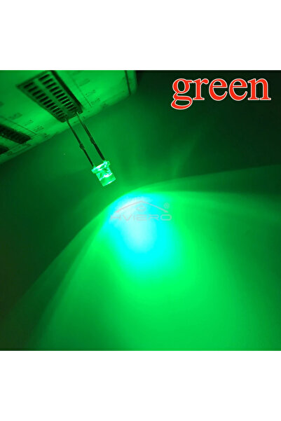 Choice أضواء LED خضراء 100 قطعة F3 3 مم 2 سنون مسطحة مشرقة للغاية مصابيح LED ...