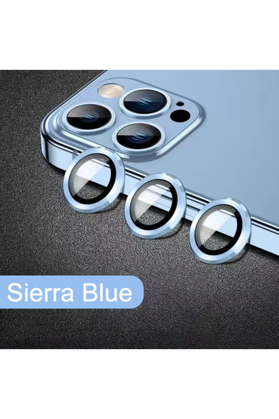 Choice 13 ProMax (3Pcs) Sierra Blue Metal Ring Camera Lens Protector Glass For iPhone 11 12 13 14 Pro Max F