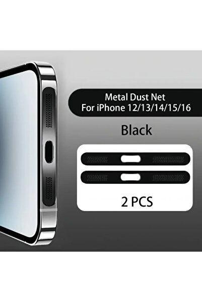 Choice black 2Pcs Metal Dustproof Net Sticker For iPhone 16 Pro 15 14 13 12 S...