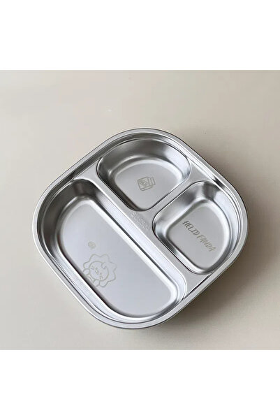 WORTHBUY أطباق طعام على شكل أسد من 3 شبكات، مصنوعة من الفولاذ المقاوم للصدأ 3...