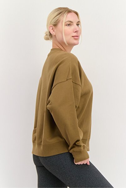 Puma Women Oversized Fit Long Sleeves Outdoor Sweatshirt, Dark Khaki