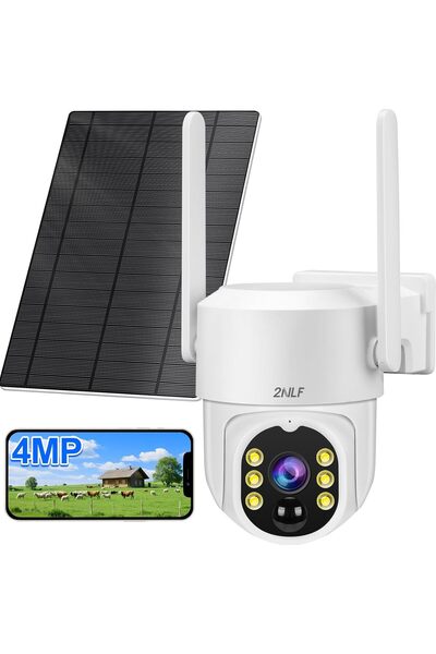 Generic 2NLF 4G LTE Cellular Solar Security Camera Wireless Outdoor, No WiFi Solar Powered 4MP Camera, 360°