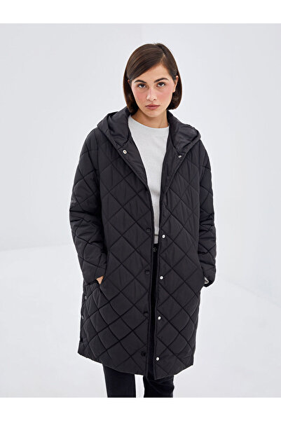 LC Waikiki Black Hooded Quilted Women's Puffer Jacket