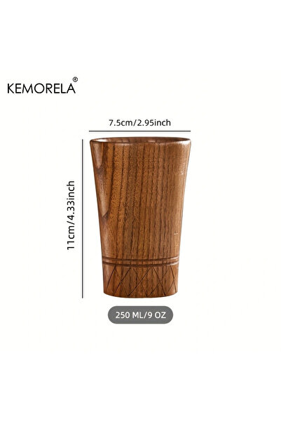Choice 250 مل 1 قطعة أكواب شاي خشبية مصنوعة يدويًا من الخشب الطبيعي على الطرا...