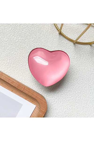 Choice حامل هاتف وردي لطيف ثلاثي الأبعاد لامع على شكل قلب، مزود بمقبض إصبع، م...