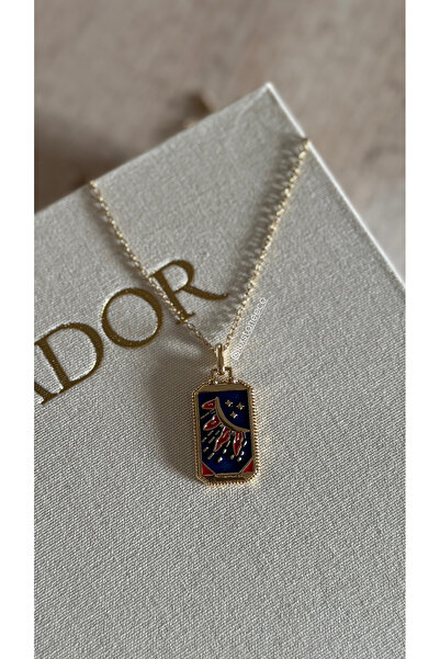 LUXSTONE قلادة توروت باللون الأزرق الداكن والذهبي