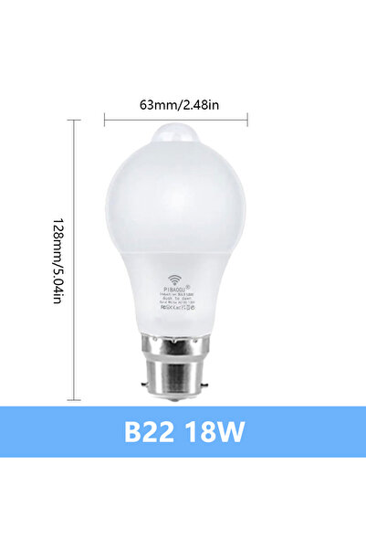 Choice AC220V(175-265V) مصباح LED أبيض بارد B22 18 واط مع مستشعر حركة 220 فول...