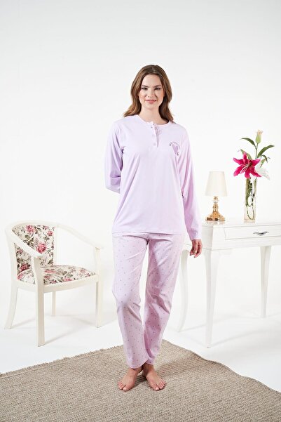 Estiva Women's Winter Patchwork Patterned Combed Cotton Lycra Pajama Set