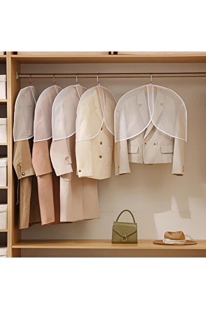 Choice 5pcs White PVC Garment Covers Translucent Breathable Suit Dust Covers ...