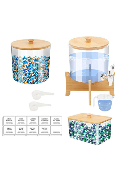 Choice As shown 3 Pack Laundry Organization Storage Set Liquid Laundry Detergent Dispenser with Shelf & Cup