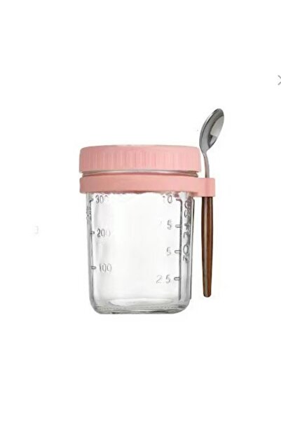 Choice 350 مل كوب شوفان وردي عالي القيمة زجاج شفاف مع غطاء وملعقة ، إغلاق جيد...