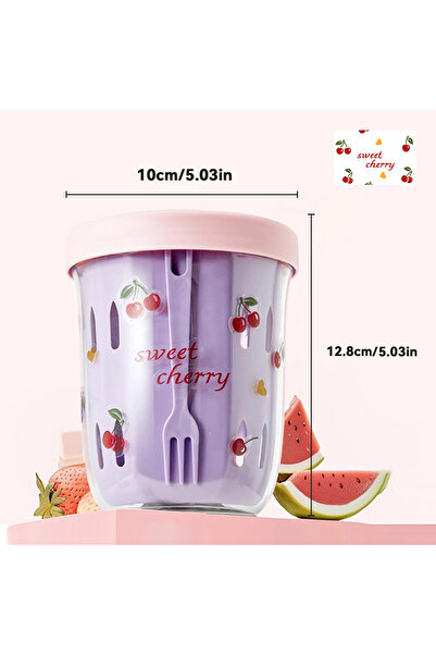 WORTHBUY وعاء شوفان محمول من Pink A Style، كوب فواكه مزدوج الطبقات قابل لإعاد...