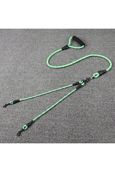 Choice L green Pet dual head dog walking rope with wavy pattern, one drag two traction rope, anti winding a
