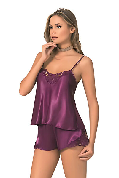 Bleu Petite Tanke bretele Satenska babydoll ženska noćna haljina sa šortama