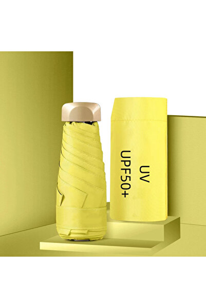 Choice مظلة صغيرة صفراء محمولة في الجيب مظلة صغيرة للسفر مقاومة للمطر مظلة شم...