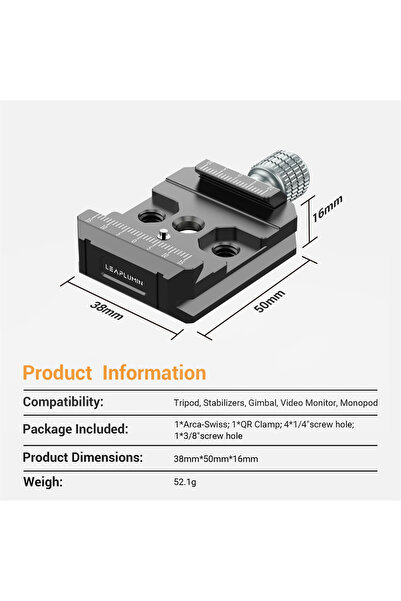 Choice رأس حامل ثلاثي القوائم من الألومنيوم من نوع Arca Swiss مع مشبك Arca QR...