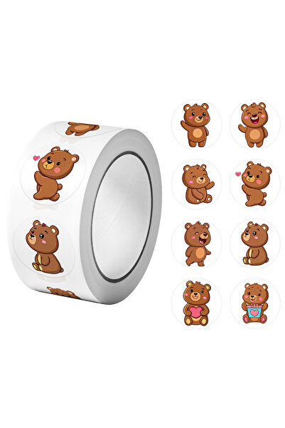 Choice RO057 1 لفة (500 قطعة) دببة صغيرة لطيفة وجميلة مع ملصقات على شكل قلب 2...