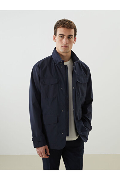 LC Waikiki Navy Blue Standard Fit Stand Collar Men's Coat