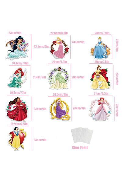 Miniso gongzhuhengfu 10Pcs Princess Birthday Party Supplies, Snow White, Cinderella, Enchanted Hair, Sleepi