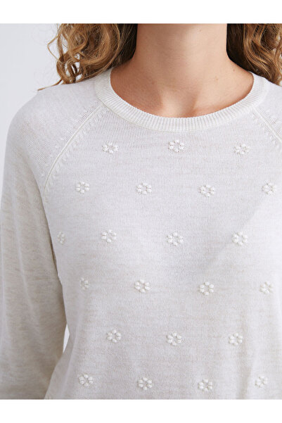 LC Waikiki |   Crew Neck Floral Women's Knitwear Sweater