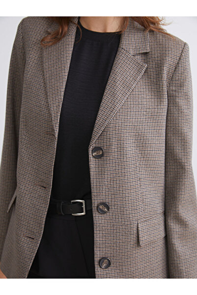LC Waikiki Kahverengi Desenli Kadın Blazer Ceket