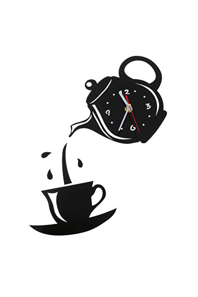 Choice Black DIY Acrylic Coffee Cup Teapot 3D Wall Clock Decorative Kitchen W...