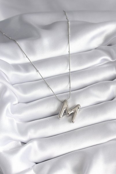 Lisinya 316L Steel Silver Color Bubble “M” Letter Model Women's Necklace -