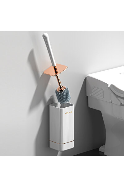 Choice فرشاة وحامل مرحاض أبيض ذهبي من Aokala مجموعة فرشاة مرحاض أنيقة من السي...