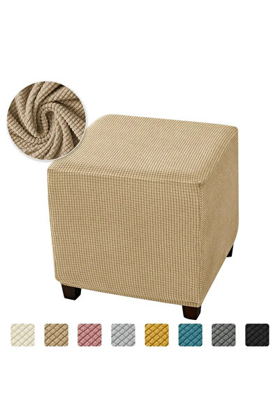 Choice غطاء كرسي كاكي مرن مربع غطاء عثماني غطاء كرسي قدم من الصوف القطبي غطاء...