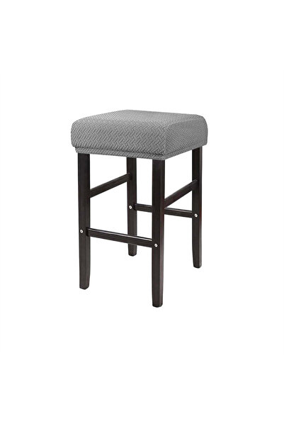 Choice غطاء كرسي 1 قطعة A3 رمادي فاتح 1 غطاء كرسي مربع للمنزل جاكارد مطاطي غط...