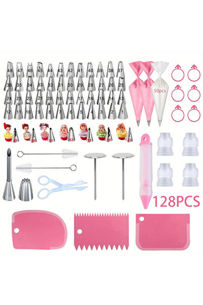 Choice 128PCS pink 128PCS Ultimate Cake Decorating Piping Nozzle Set-57 Pipin...
