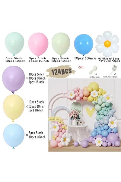 Choice أخرى 124 مجموعة زينة قوس بالونات ماكارون بألوان قوس قزح متنوعة لعيد ال...