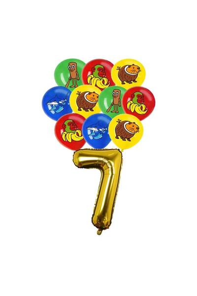 Miniso 32inch 7 17pcs Italian Brainrot Theme Kids Birthday Party Supplies Tung Tung Tung Sahur Balloon Funn