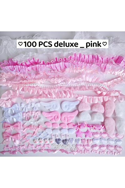 Choice XL Pink 100 قطعة من مجموعة الإكسسوارات الملونة، مجموعة من الدانتيل الو...